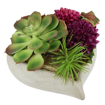 Kunstblume I.GE.A., rot (burgund), B:18cm H:16cm T:18cm, Kunststoff, Kunstpflanzen, im herzförmigen Topf