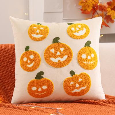DynamicDeals Halloween Decoration, Throw Pillow Cover Pumpkin, Ghost Embroidery, Harvest Home Living Room Accent Pillow green 450mm*450mm