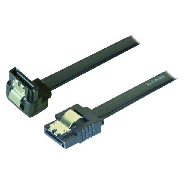 Exertis Connect SATA III Kabel, 6 Gbit/s, 7pol SATA St. / 7pol SATA St., abgewinkelt, mit Verriegelung, ca. 0,2 m zu (20 cm, SATA III) (314034)
