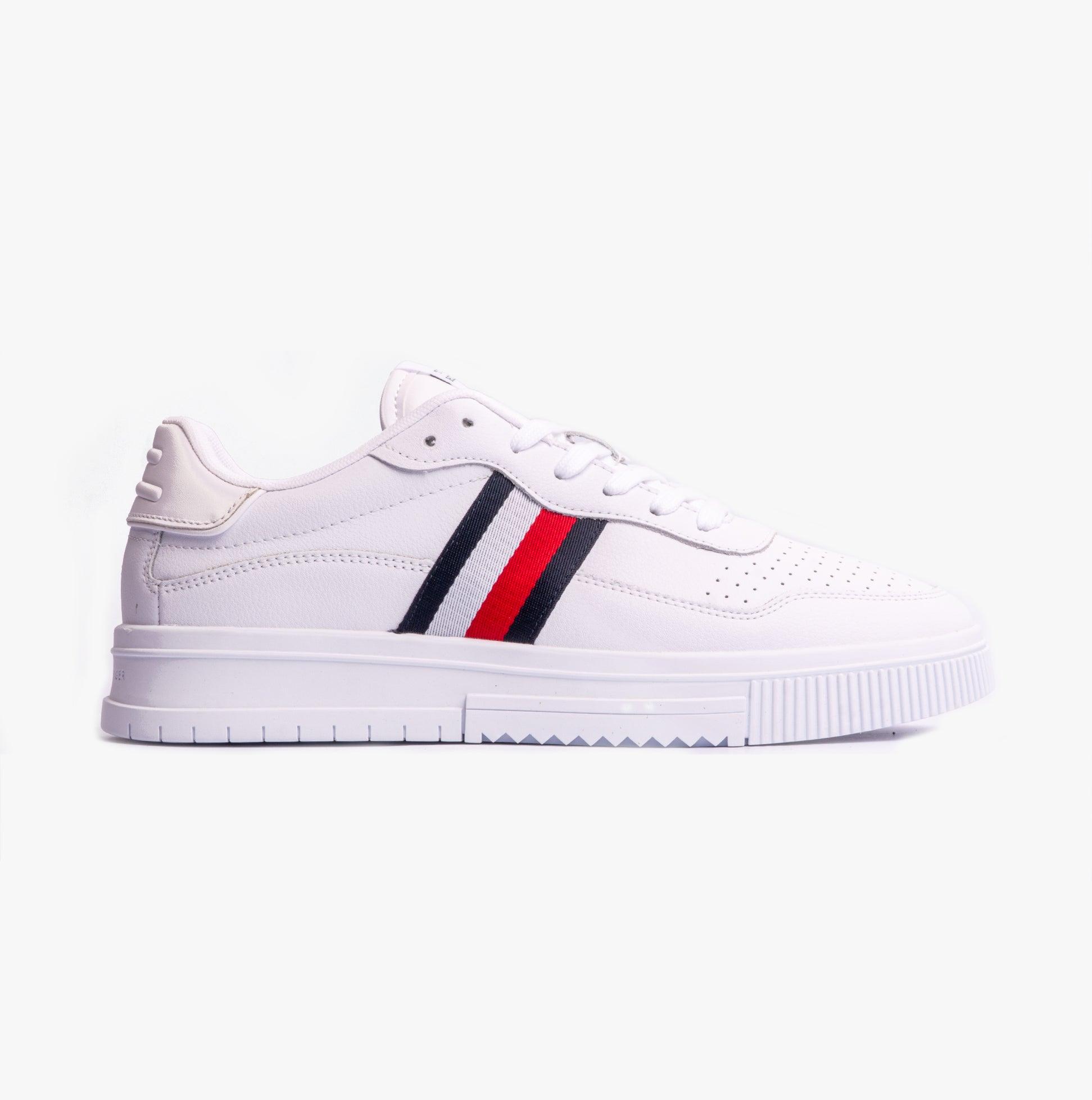 Herren SUPERCUP Streifen Leder Sneakers Weiß