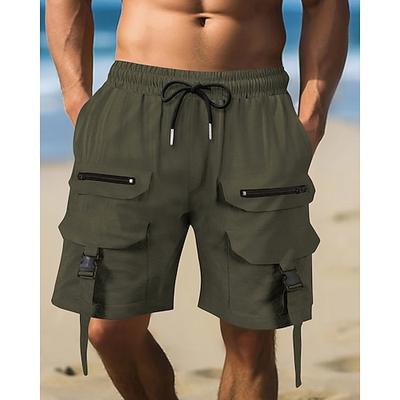 Herren Cargo-Shorts Shorts Sommershorts Kordelzug Elastischer Bund Mehrere Taschen Einfach Komfort tragbar Knielang Outdoor Sport Täglich Mode Lässig Schwarz Braun