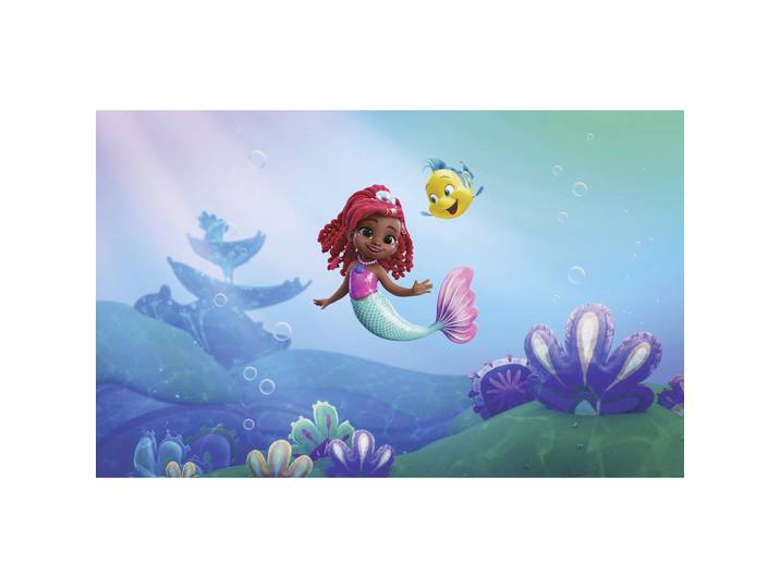 Disney Fototapete Ariel Junior Friends, Blau, Lila, Mehrfarbig, Cartoon, 400x250 cm, Tapeten & Wandverkleidungen, Fototapeten