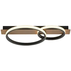 LED Deckenleuchte 53x31cm Holzoptik ring Holdekor schwarz warmweiß Licht
