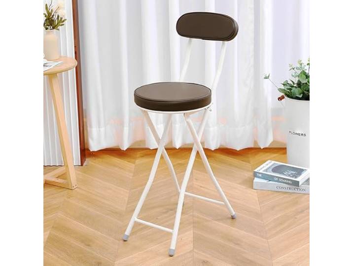 KRXSOBNV Faltbänke, Klappbarer Barhocker mit gepolstertem Sitz, kein Aufbau erforderlich(Brown)