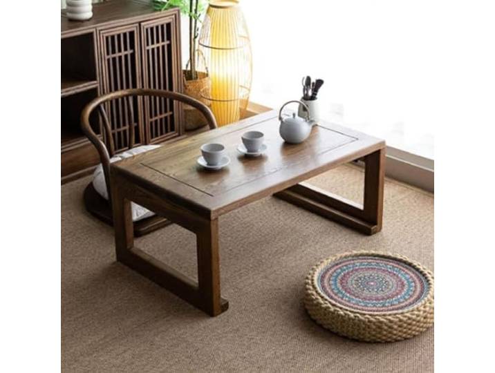 Japanischer Bodentisch Massivholz Couchtisch Klappbarer Niedriger Tisch Japanischer Tatami Teetisch for Meditation, zum Sitzen auf dem Boden(60cm/23.6in)