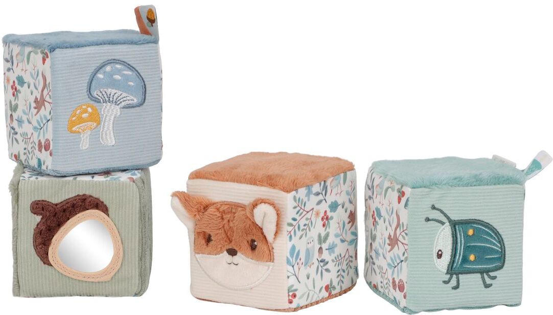 LITTLE DUTCH Cubos blanditos apilables colección Forest Friends. Azul claro