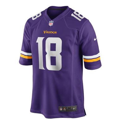 Footballtrikot NIKE "Nike Trikot Minnesota Vikings NFL Home Jersey Jefferson 18", Herren, Gr. M, lila (mehrfarbig), 100% Polyester, Trikots