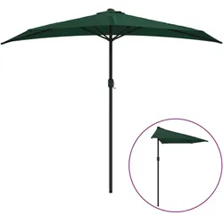 vidaXL Balkon-Sonnenschirm mit Alu-Mast Grün 270x144 cm Halbrund
