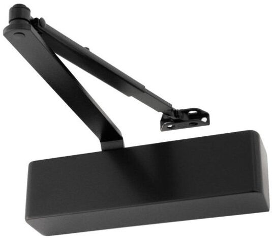 Eclipse Overhead Door Closer Surface Mounted 101 Series Satin Nickel Fire Rated Matte Black 25" x 25" x 5"
