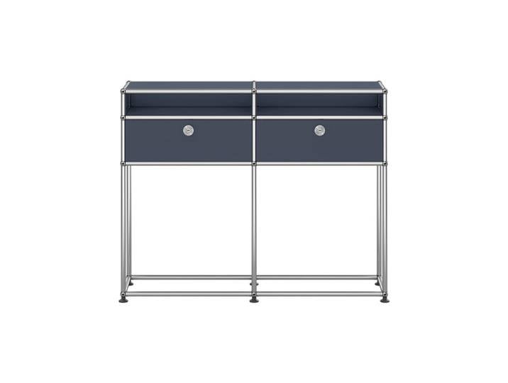 USM Haller Kommode M51 grau anthrazitgrau 2-fach breit 2 Fächer Klapptüren ohne Schloss 102.3x81.5x27.3 cm