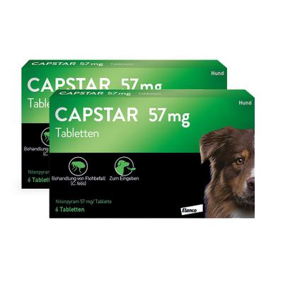 2x Capstar 57 mg gegen Flohbefall bei großen Hunden 2x6 St Tabletten