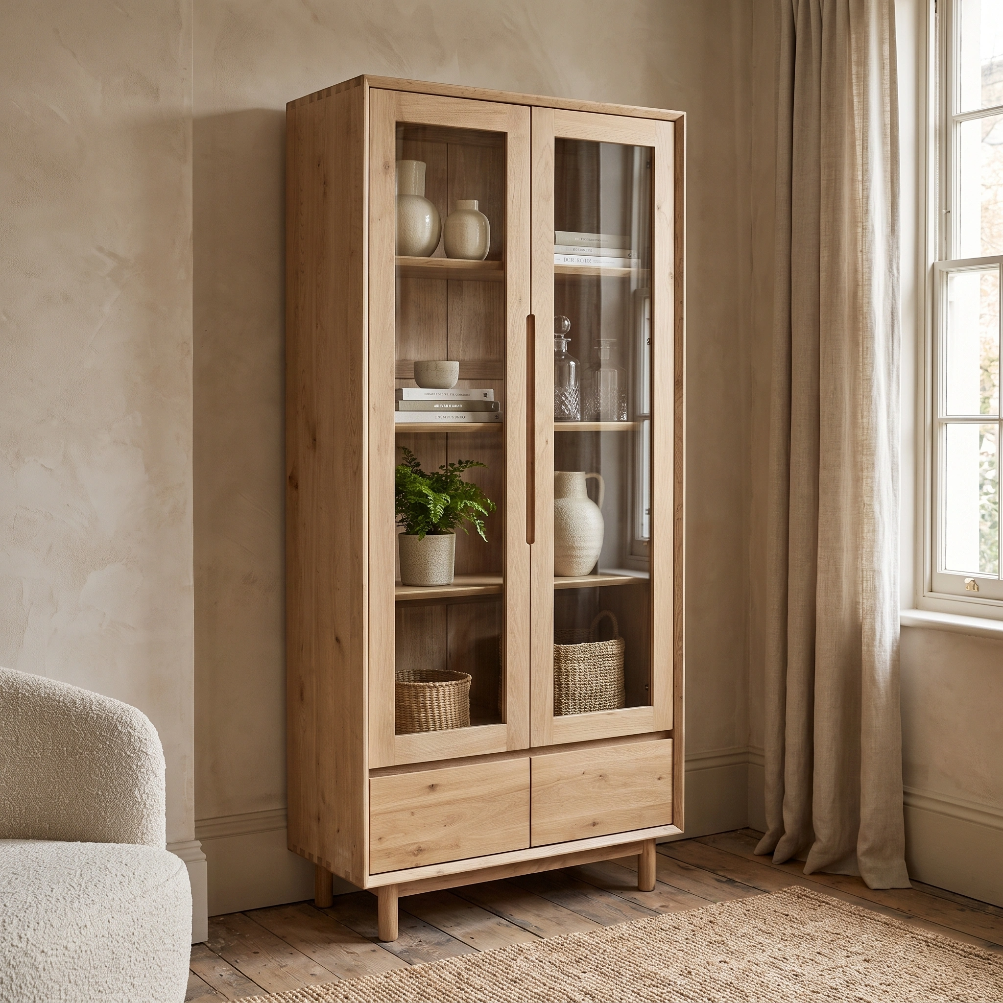 Harbour Lifestyle Oslo Display Cabinet in Light Oak