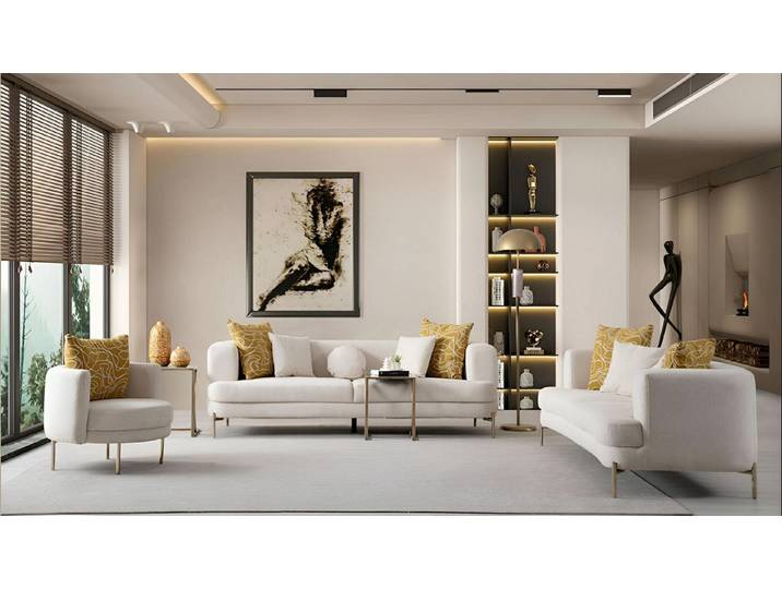 Xlmoebel Polstergarnitur Weiße Polstersofas mit Designer-Sessel und modernem Stil, (Polstergarnitur, 3-tlg., 2x 3-Sitzer + Designer-Sessel), Made in Europa