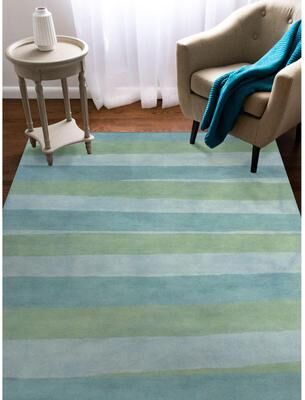 Lush Decor Piazza Stripes Indoor Rug Sea Breeze