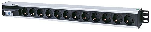 Intellinet 12-voudige stekkerdoos met randaarde, verticale rackmontage en stroomonderbreker, zwart, 711449