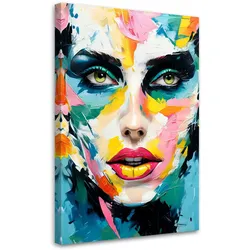 LEINWANDBILD Buntes Gesicht einer Frau 80x120cm
