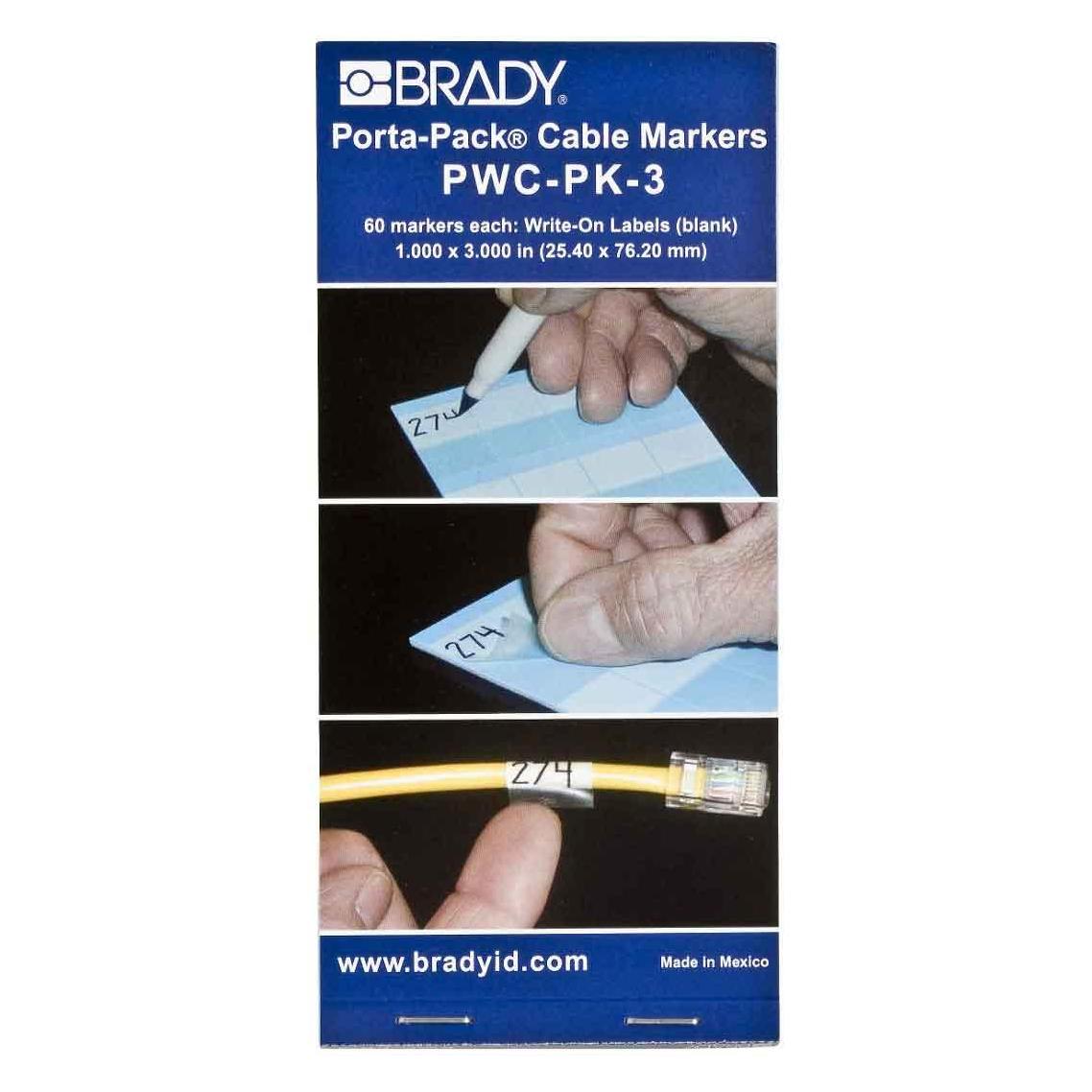 Brady PWC-PK-3 Druckeretikett Weiss Selbstklebendes Druckeretikett (25.40 mm) (PWC-PK-3)