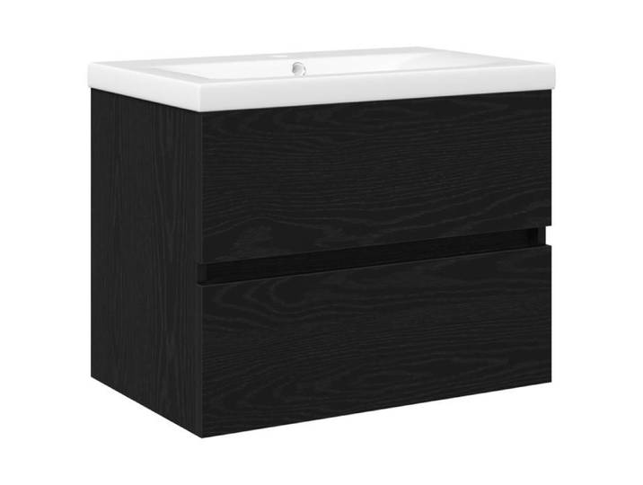 FAF-NEUF* Cabinet de lavabo en MDF - chêne noir - avec lavabo intégré Meuble de lavabo - chêne noir - 60x38 5x45 cm JUIN409847