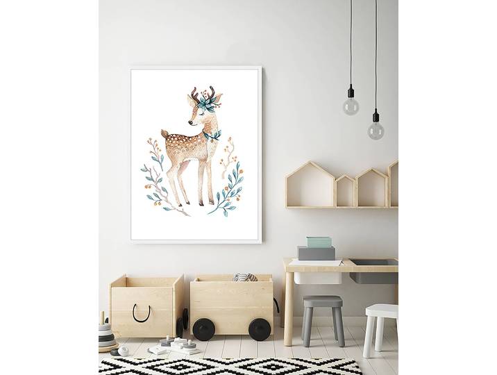 Tableau déco Cute Deer 63 x 83cm Multicolore