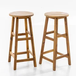 CHILLROI 2er-Set Barstuhl aus Akazienholz, ca. 34 x 34 x 76 cm - Braun