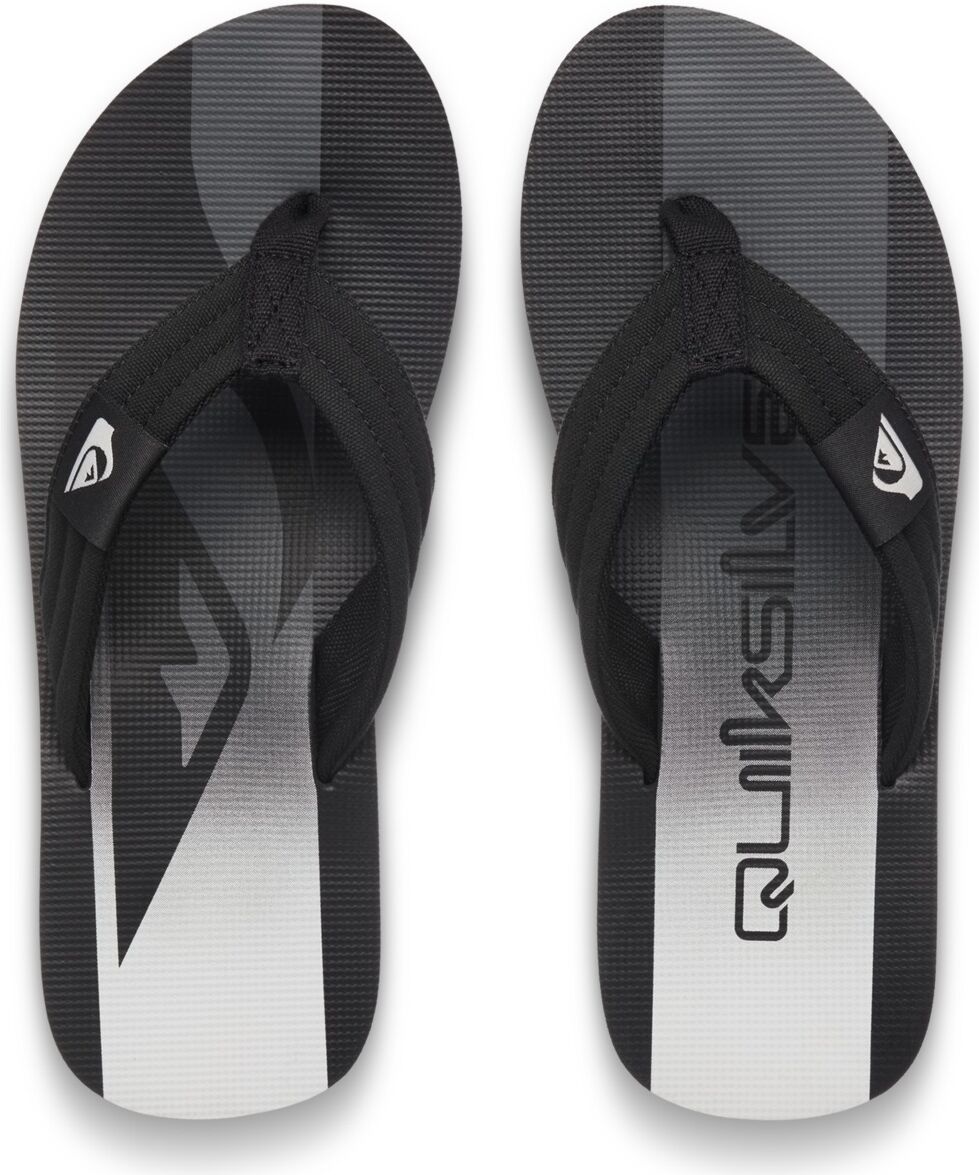 Sandale QUIKSILVER "Molokai Layback", Herren, Gr. 8(41), schwarz-weiß (schwarz), Obermaterial: 100% Baumwolltextil, Futter: 100% Polyestertextil, Laufsohle: 100% Schwammgummi., Schuhe Sandale