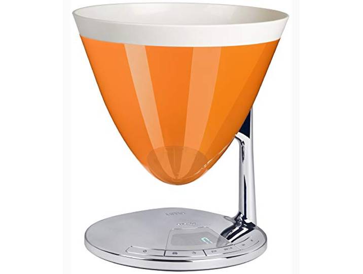 BUGATTI, Uma, Digitale Küchenwaage mit Timer, elektronischem Display, abnehmbarer Wiegeschale für Lebensmittel, maximale Kapazität 3 kg, elegantes Design, Orange