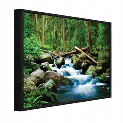 BILDER mit Rahmen Wald Fluss Grün 120x80 cm
