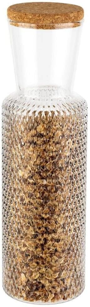 Karaffe APS "Dots", transparent, H:27cm Ø:8cm, Glas, Karaffen, Karaffe, Deckel aus Kork, 900 ml transparent 900ml