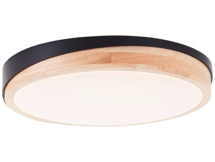 Brilliant LED Wand- & Deckenlampe mit 3-Stufen-Dimmer & schwarz-braunem Holz Rah