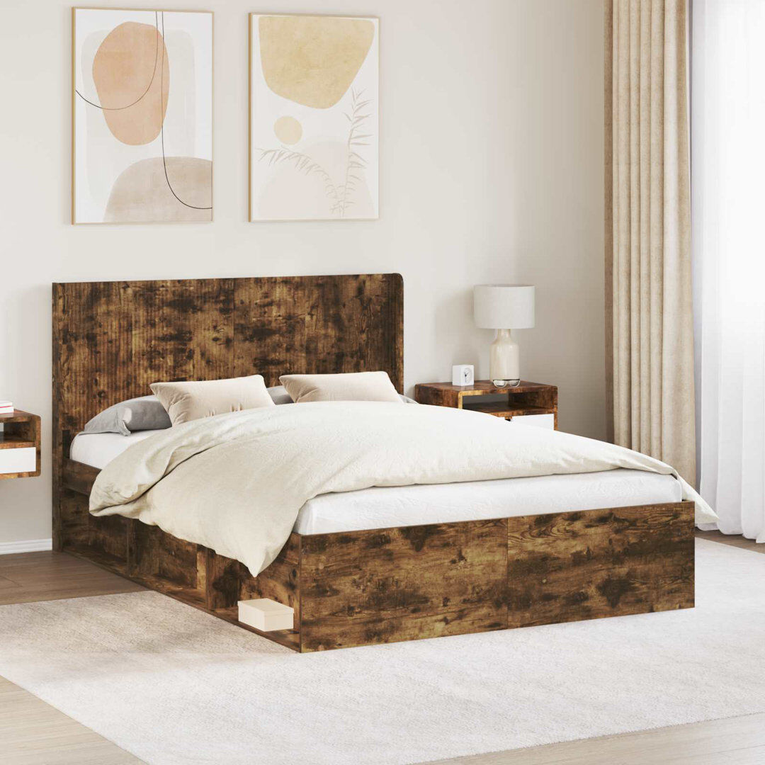 Latitude Run Headboard Smoked Oak European Double (140 x 200 cm)