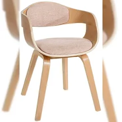 DELUKE® Besucherstuhl LONDON Stoff - 73x49x46cm, Natur/Creme | Stoff | Holz Gestell | Konferenzstuhl Wartezimmerstuhl