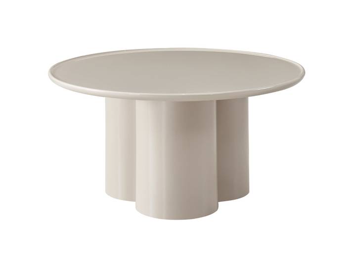 Runder Couchtisch Roulness 80 cm, hellbeige, hoher Glanz