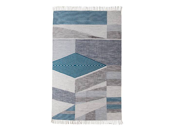 Tapis Vintage Modern Kelim Turquoise/Turquoise/Blanc 160 x 230 cm Tissu mélangé