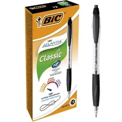 BIC Atlantis Classic Einziehbar Kugelschreiber Schwarz 0.4 mm Mittel Kugelschreiber Nachfüllbar 12 Stück