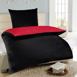 Bestlivings Wende-Bettwäsche Cashmere Touch - Wolkenschloss ( 135x200cm / 80x80cm ) Rot - Schwarz
