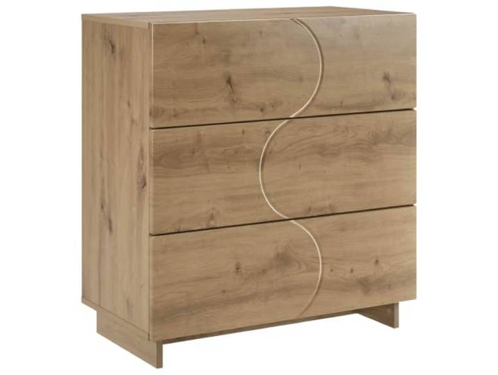 Foknhdi Sideboard Artisan-Eiche 70x38x75 cm Kommode mit 3 Schubladen Vielseitiger Mehrzweckschrank mit 3 Auszügen und robuster Ablage für Wohnzimmer, Essbereich sowie Diele.