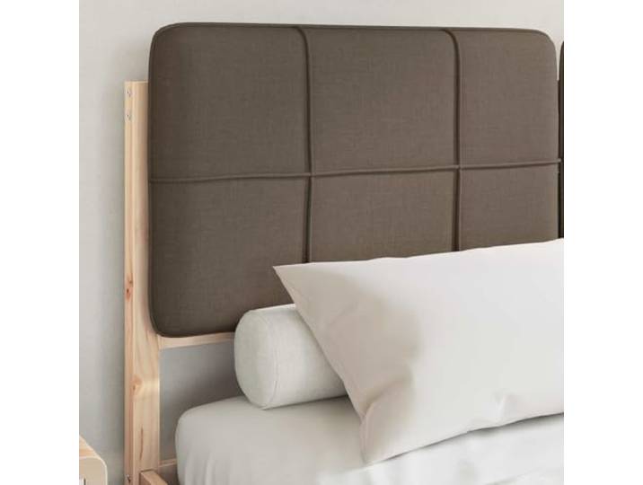 KTHLBRH Doppelbett 135 x 190 cm Kiefer massiv Taupe Gepolstertes Kopfteil, Lattenrost, waschbarer Bezug, kein Boxspringen erforderlich