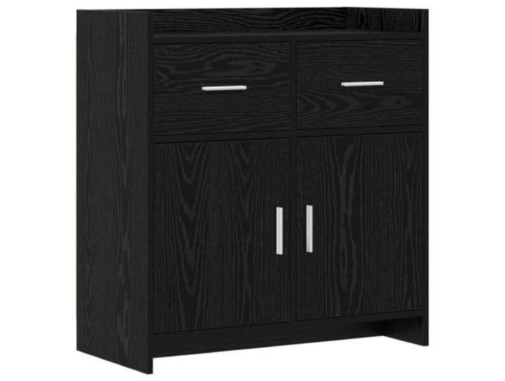 Favemtsl Sideboard Schwarze Eiche 75x36x80 cm Kommode mit 2 Türen Vielseitige Anrichte für Flur und Esszimmer mit Metallgriffen und vier Fächern für strukturierte Organisation.