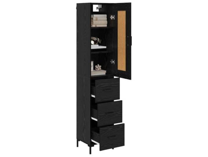 KTHLBRH Anrichte Eiche schwarz 34,5 x 34 x 180 cm Holz mehrschichtig Rechteckig, glatte Oberfläche, funktional, modern, für Esszimmer