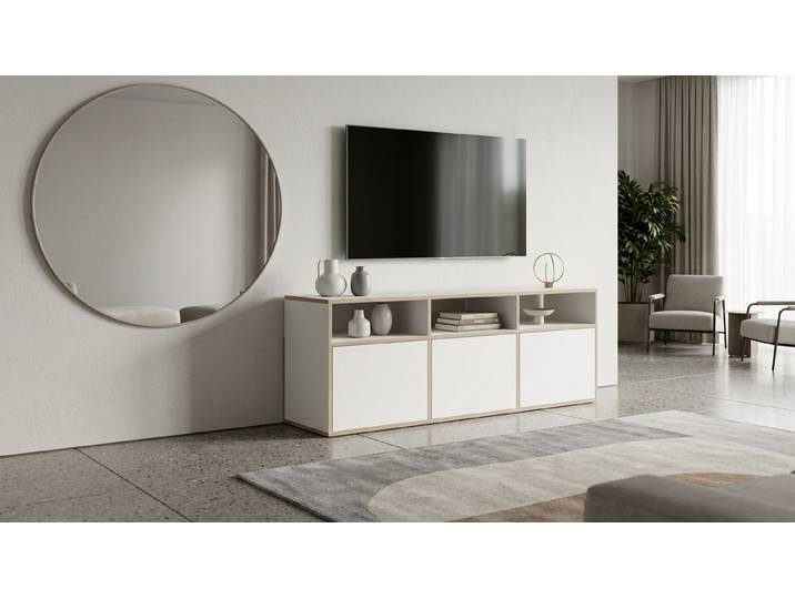 Multiplex Sideboard - Kommode mit vielen Optionen Premium Dekore Weiß Multiplex Kante