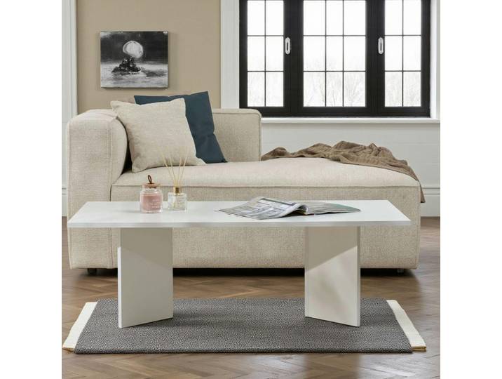 Table basse rectangulaire- pieds V MARFA - Blanc