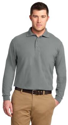 Port Authority K500LS Silk Touch Long Sleeve Polo Shirt in Cool Grey size Small
