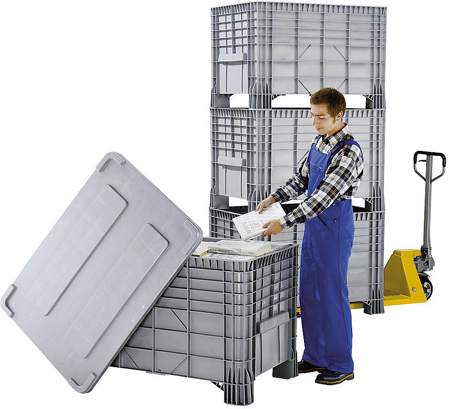 kaiserkraft Großbehälter aus Polyethylen, Inhalt 550 l, 2 Kunststoffkufen, ab 1 Stk