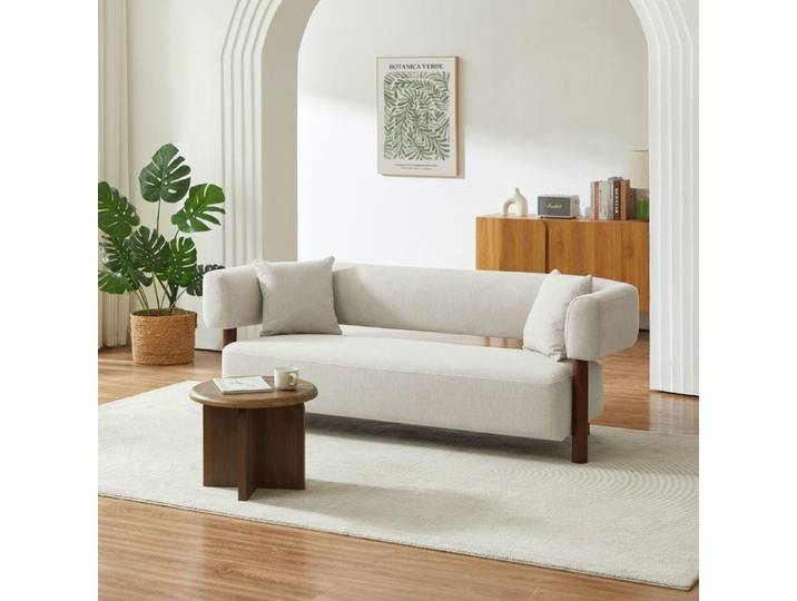 Canapé droit fixe BRAZZA 3 places tissu beige