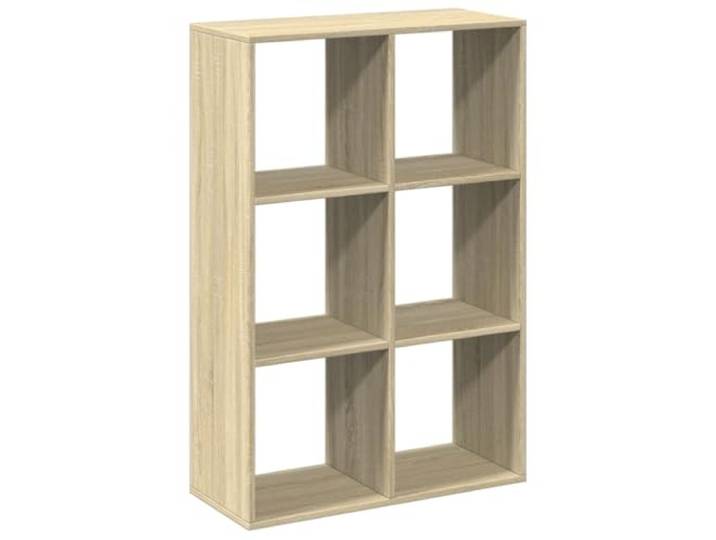 Dub Sonoma Raumteiler 69,5 x 29 x 103,5 cm Holz 6 Fächer, Dub Sonoma-Finish, Holzwerkstoff, Wandmontage inklusive, einfache Pflege, geometrisches Design