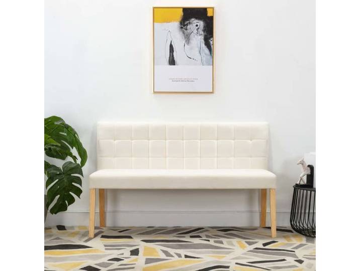 Banc d'entrée(rectangulaire）- Maximum 110 kg par siège - Banc banquette 140 cm Crème Velours arh62d