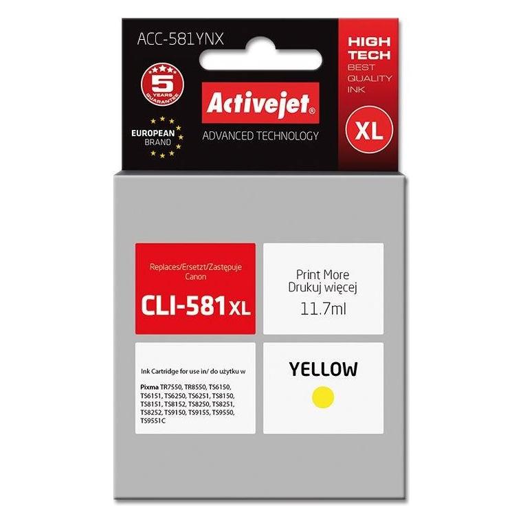 Activejet ACC-581YNX  - Tinte auf Farbstoffbasis - Gelb - Canon - Einzelpackun (Y) (ACC-581YNX)