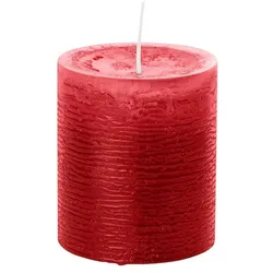 Wiedemann Kerzen Rubin rote Rustic Kerzen, durchgefärbte Stumpenkerzen inkl. ASF 80 x 68 mm