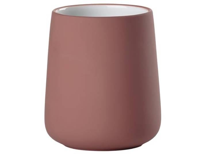 Zone Denmark Nova Toothbrush Tumbler\, Ceramic Bathroom Cup\, Toothbrush Holder for Toothpaste and Accessories\, Soft Touch Surface\, Ø 8 cm H 10 cm\, Peach Red