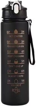 Friendly Fresh Finds Rainbow Sports Water Bottle High Temperature Resistant Graduated Straw Cup With Frosted Plastic Design black Gold